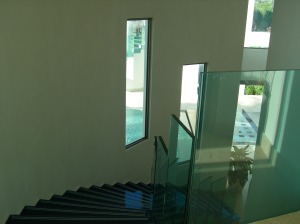 Spiral glass staircase